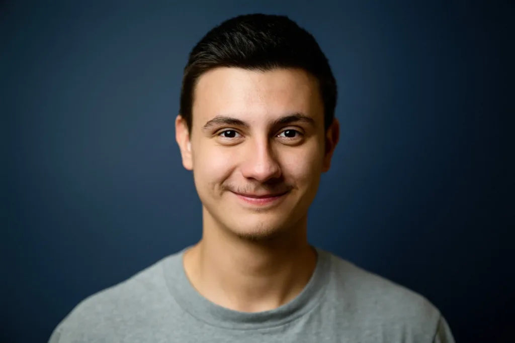 Professional headshot of Din Terzic, piano student teacher at Lott Music Studio.