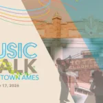 Promotional poster for the Ames Music Walk event featuring community musical performances.